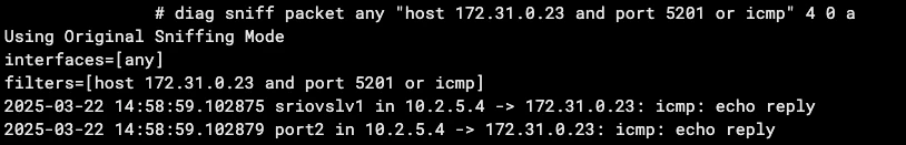 Packets being received on port2 but no forwarding traffic is matched