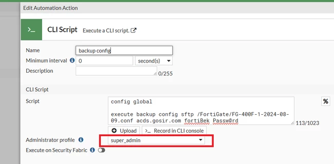 Automation Stitch for FortiGate Configuration backup over SFTP/FTP does ...