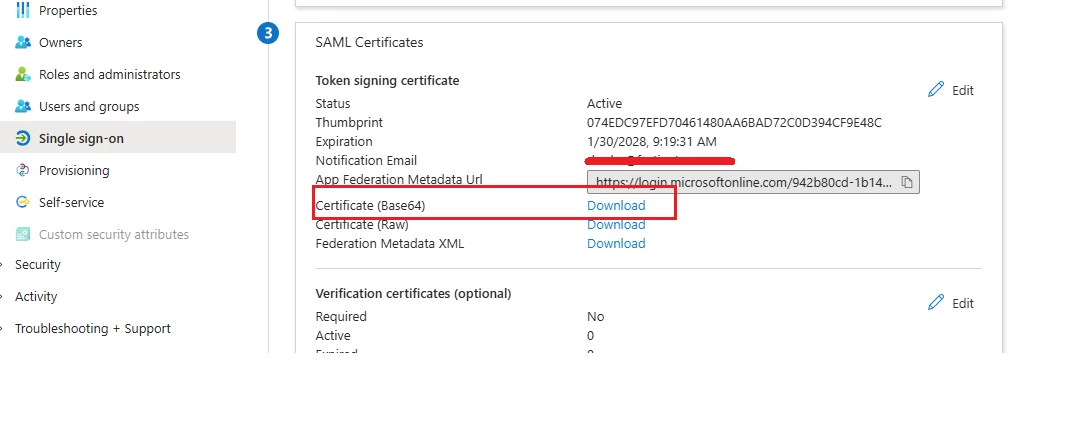 Figure 7. Download IdP certificate