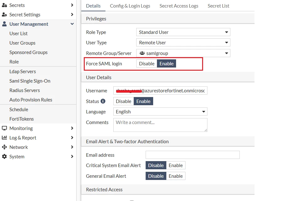 Figure 11. Create SAML user