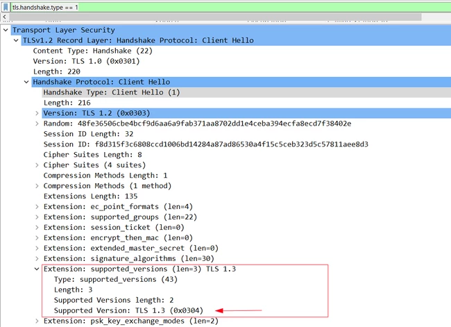 Client Hello Packet includes the supported TLS version.png