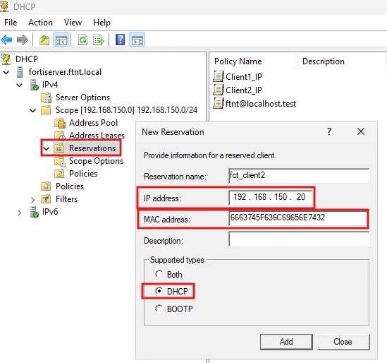 DHCP Reservation