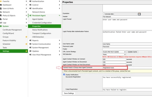 Figure 1. Example enabling "Connect Hosts in Group when Agent Connects" for any host in "Registered Hosts" group.