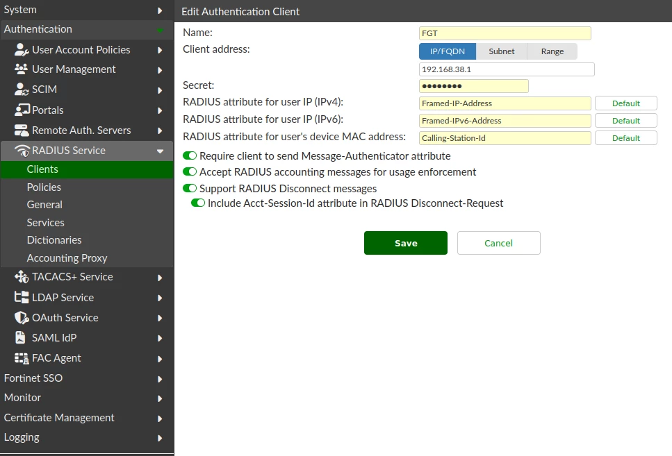RADIUS client