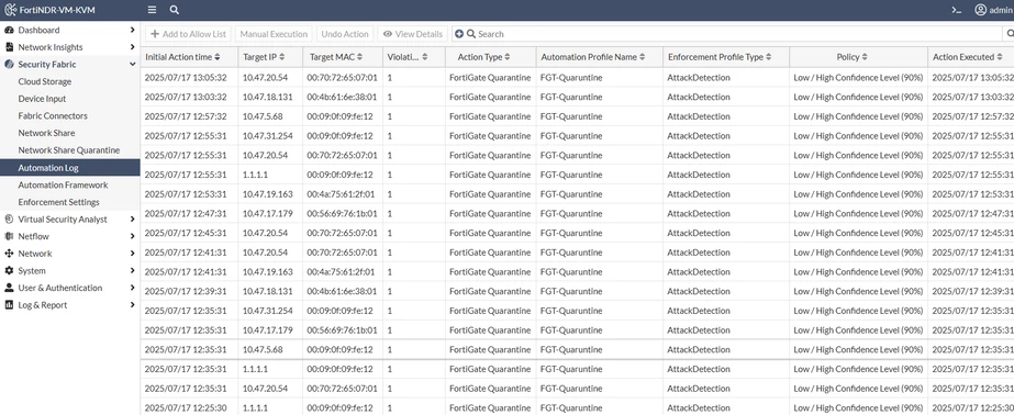 Automation log