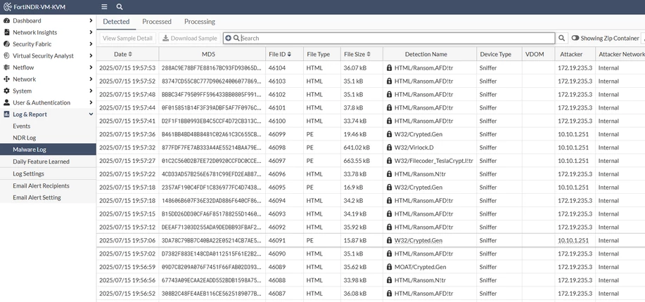 Malware log