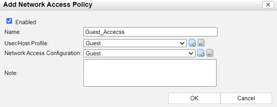 Figure 5. Define Network Access configuration.
