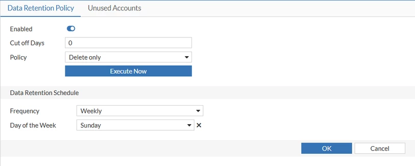 Data Retention Policy configuration to purge unused  expired registered devices and accounts