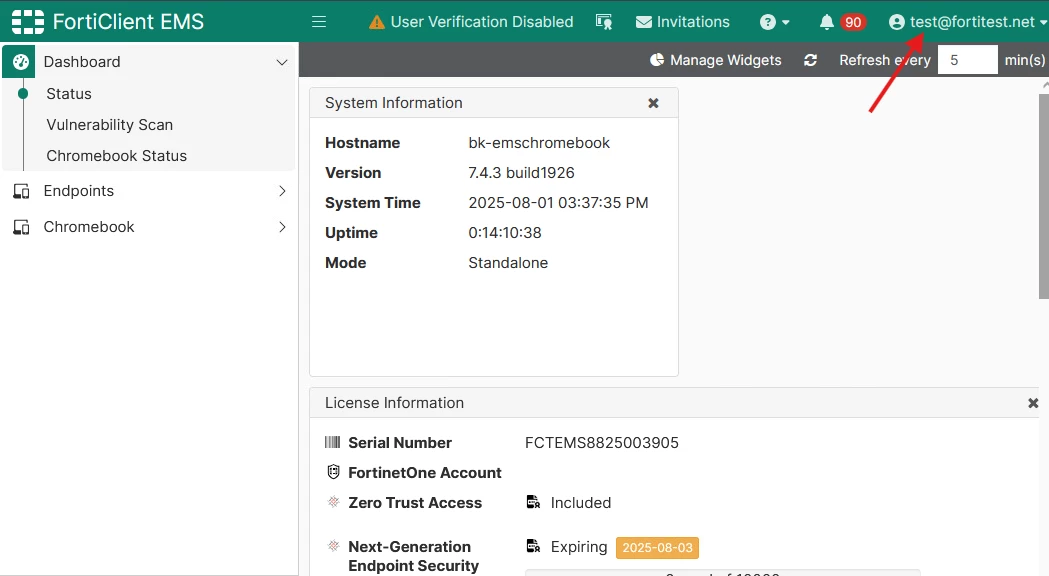 10. Successfully login as restricted admin.png