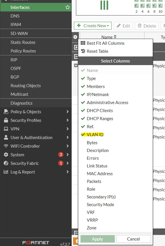 Adding VLAN ID Column