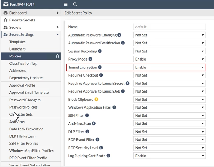 Figure 6. FortiPAM configuration