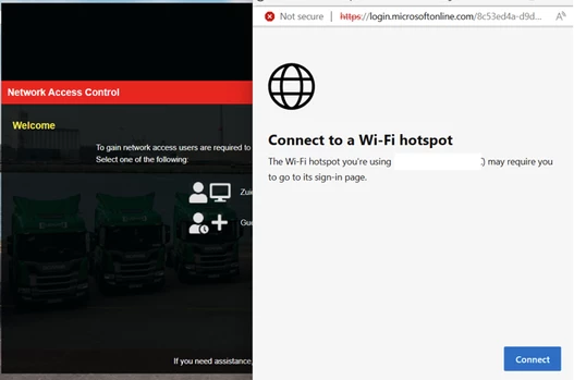Figure 1. Guest registration option is failing redirection to Entra ID for sign-in .