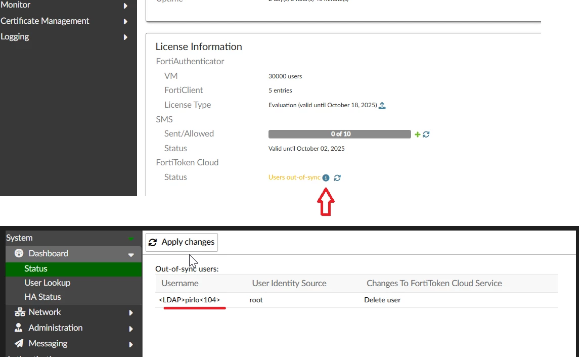 Figure 2. Users not synced