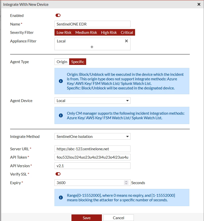 SentinelOne Integation screenshot -configured.png