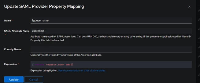 Property mapping example.