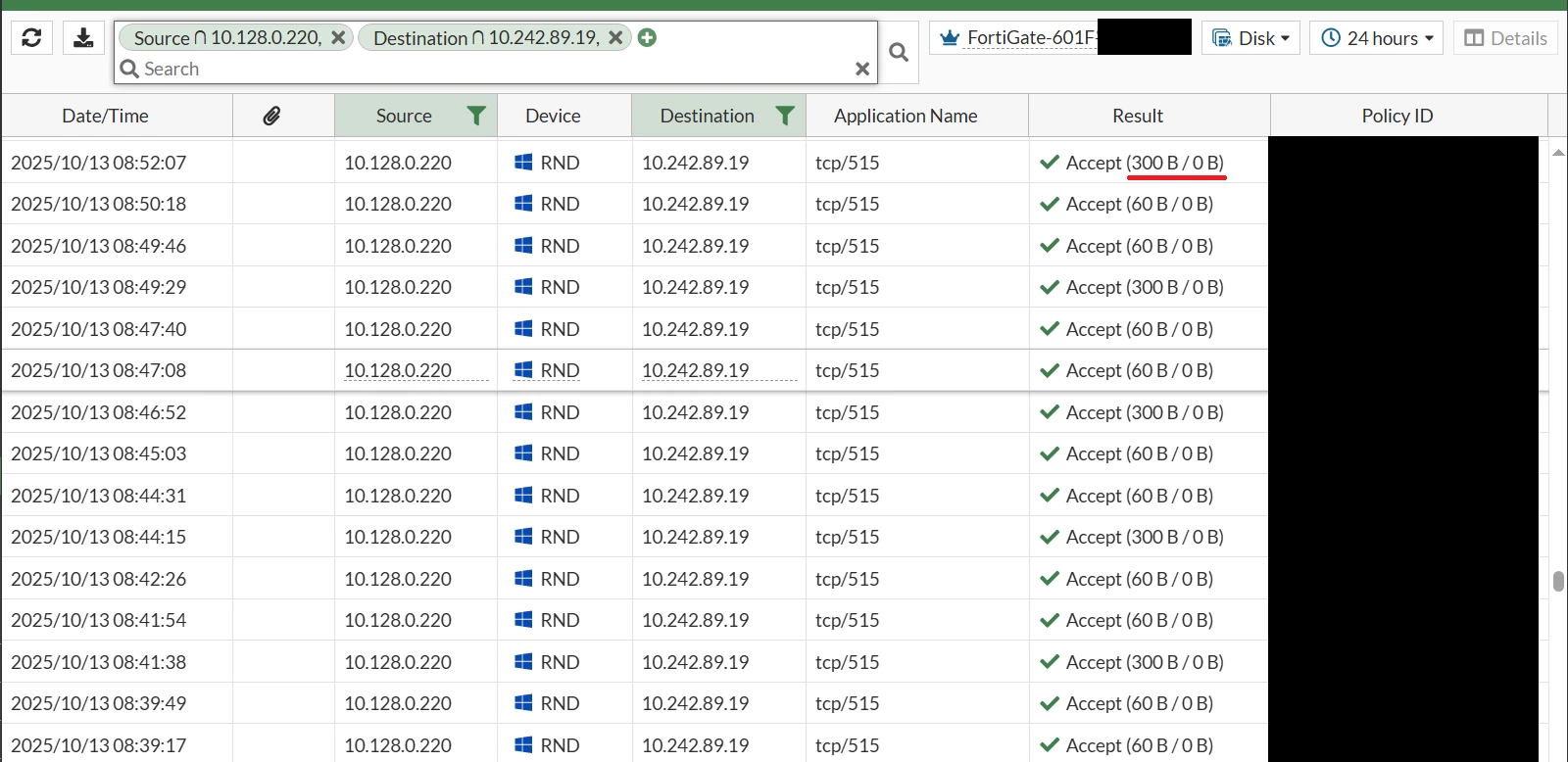 Screenshot Taken from Head Office FG
