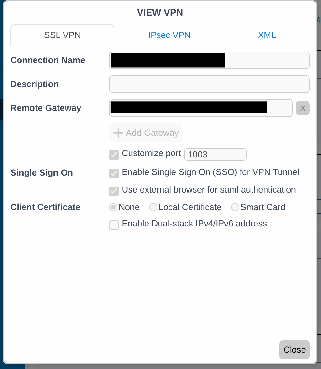 SSL VPN settings