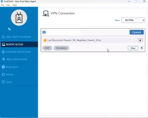 Forticlient Error Troubleshooting Tip: IPsec VPN tunnel issue: unexpected payload type ...