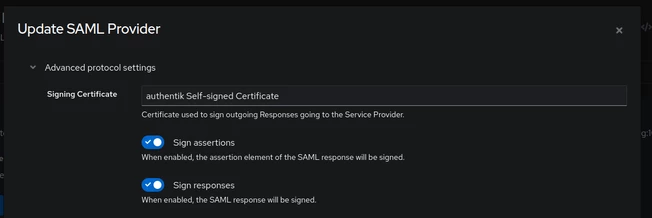 Enable responses to be signed.