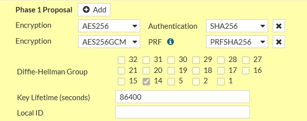 IPsec Phase 1 Proposal example (7.2.12)