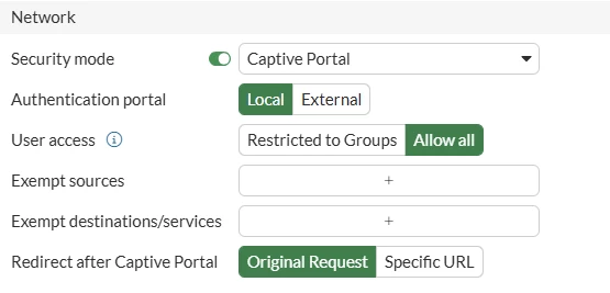 Captive Portal settings on loopback interface