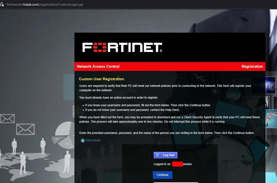 User authenticated
