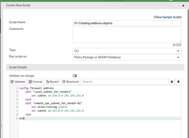 Technical Tip: Configuring IPsec VPN using CLI scripts in FortiManager ...