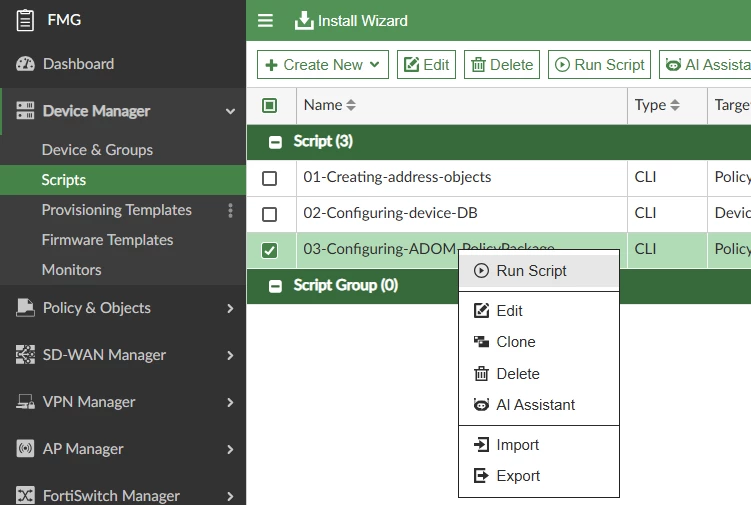 Technical Tip: Configuring IPsec VPN using CLI scripts in FortiManager ...