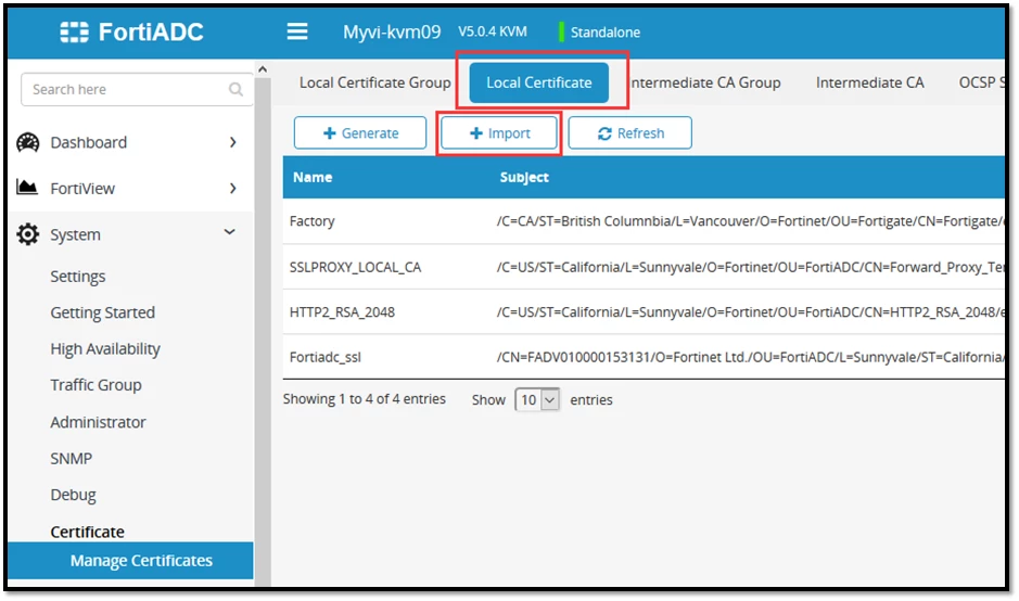 Technical Tip: FortiADC import local certificate | Community