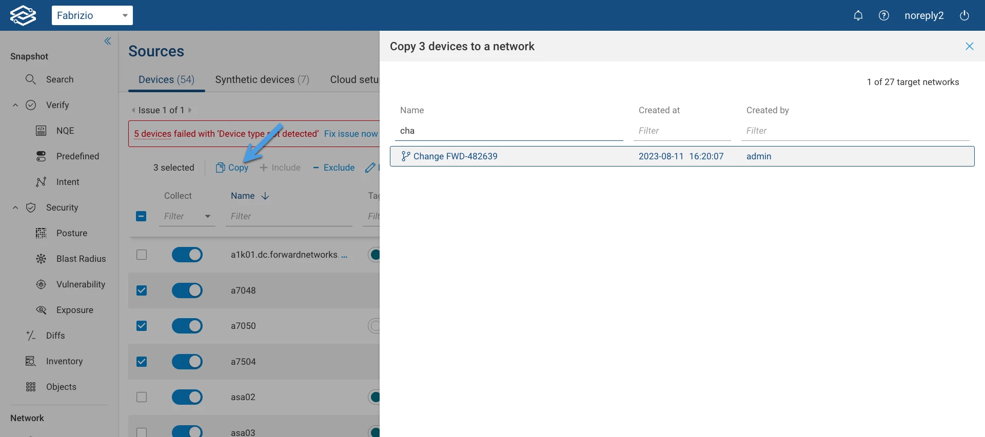 Copy devices across networks