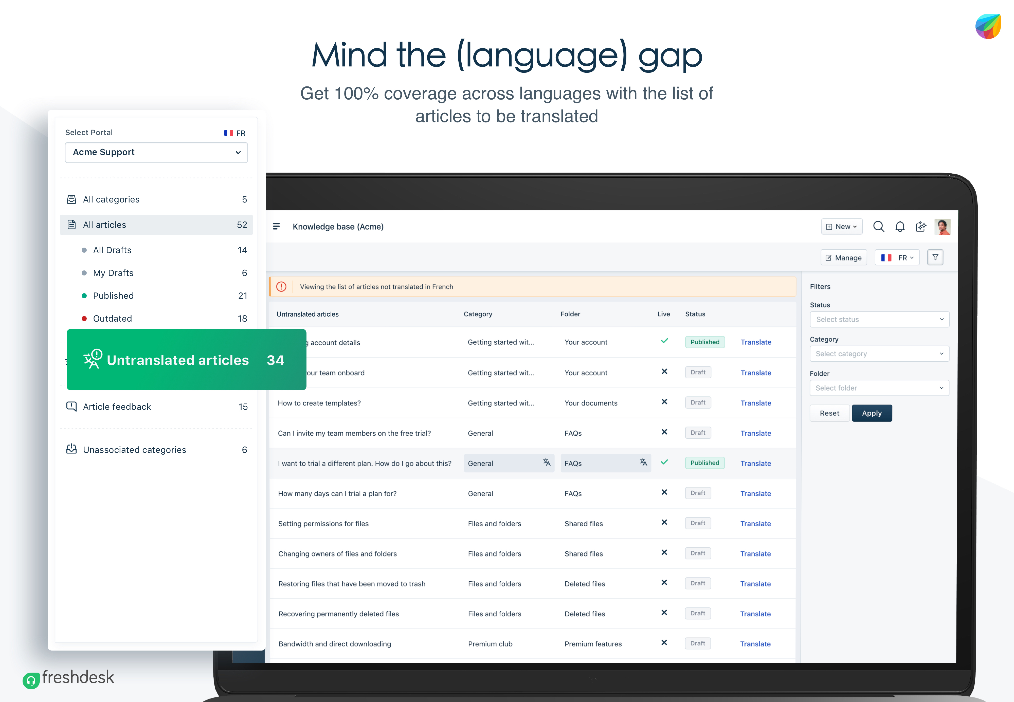 Untranslated article list - Freshdesk Knowledge Base