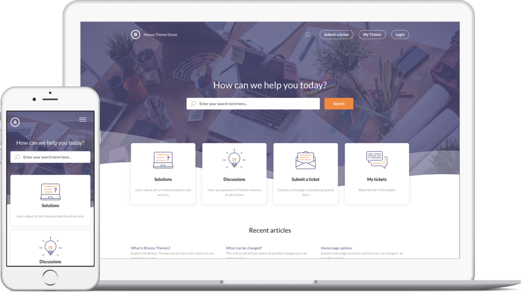 Moose Purple theme for Freshdesk support portal