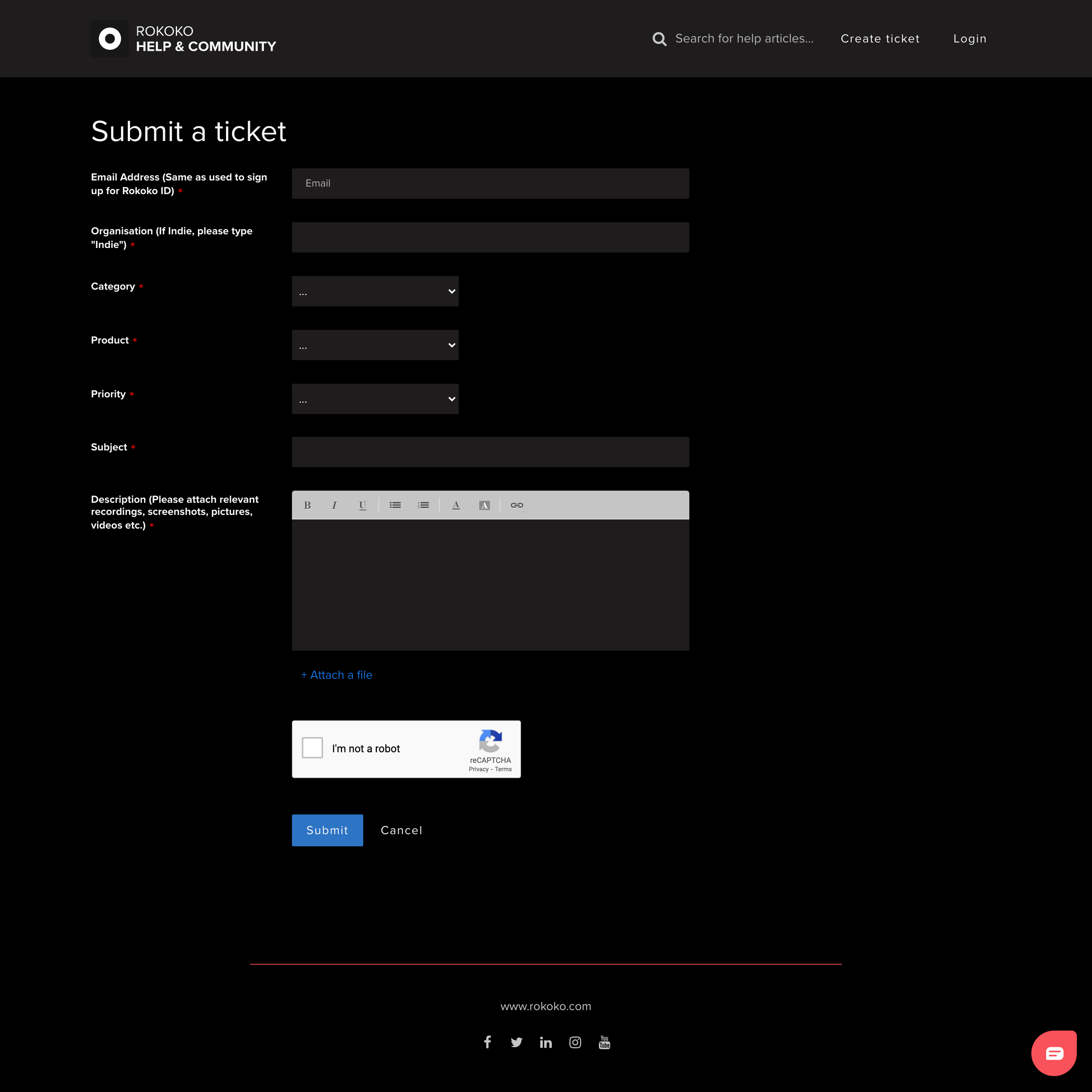 Dark-Freshdesk-theme-for-Rokoko-homepage-submit-a-request-page