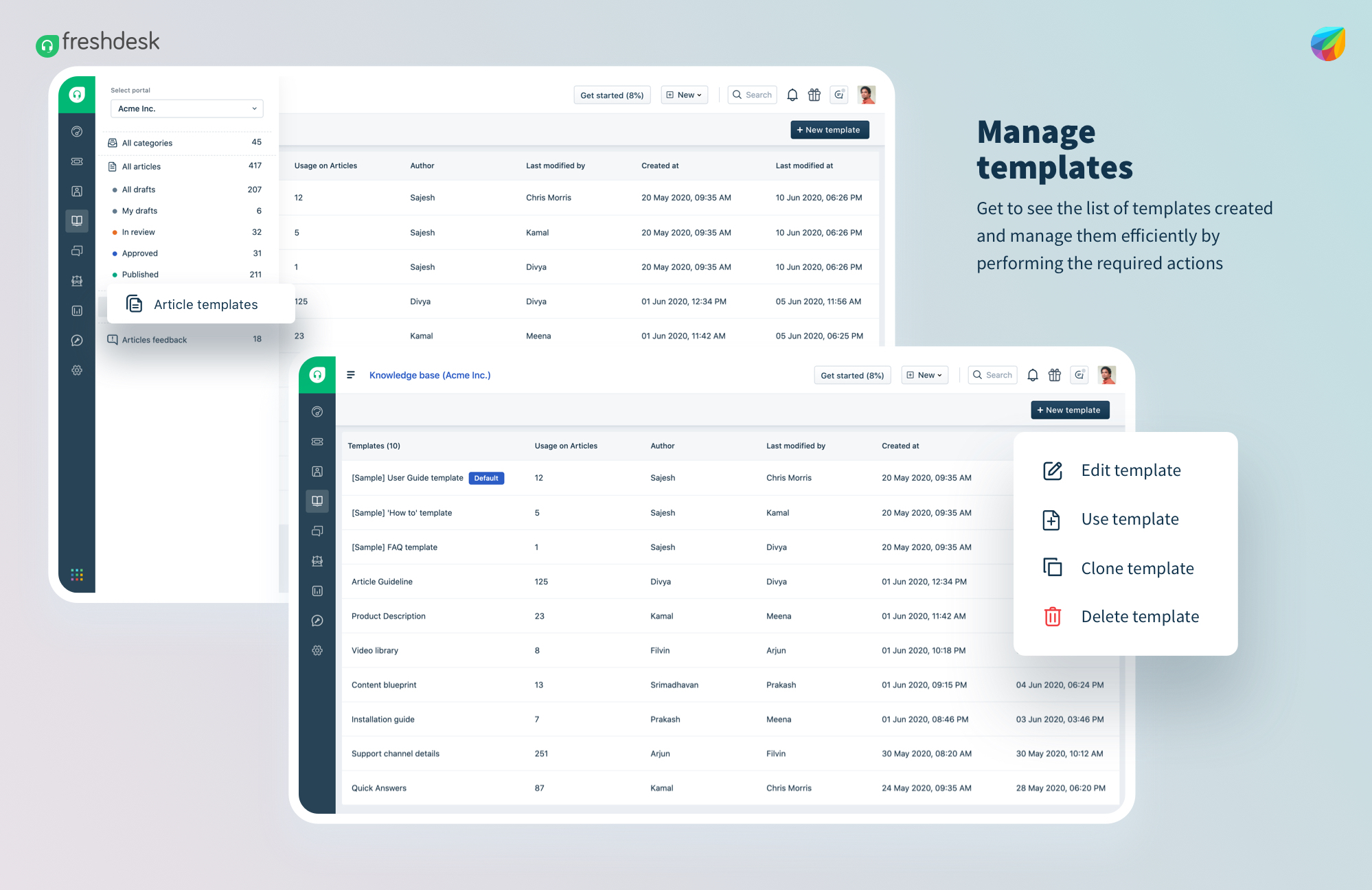 Manage Article Templates in Freshdesk