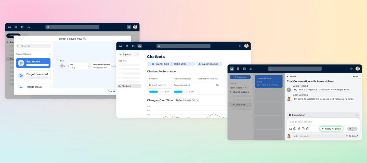 3 new Front Chat updates: saved flows, Chatbot Analytics, and Reply via ...