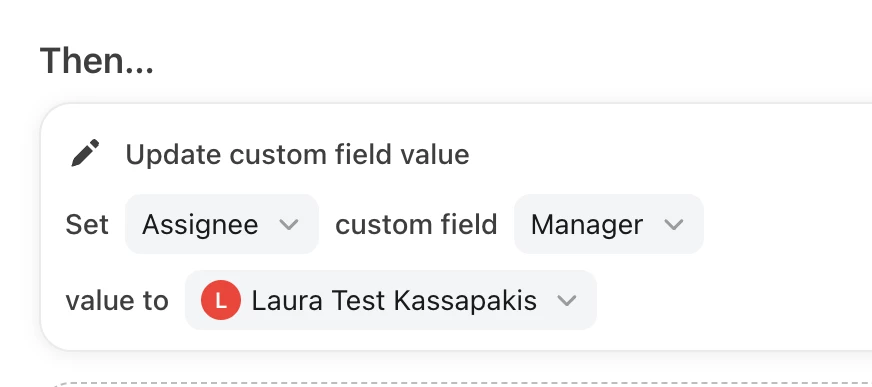 New action in team and company rules: update custom field value | Community