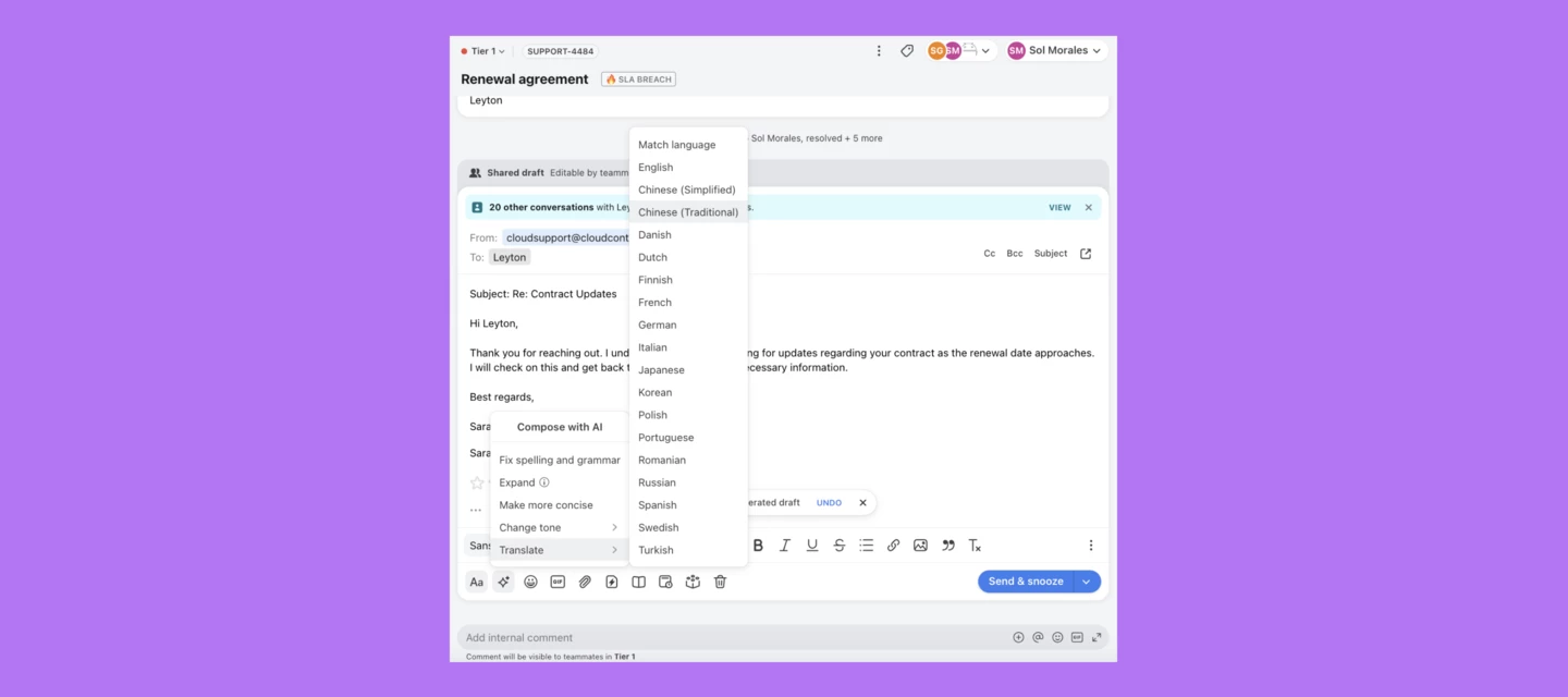 Updates to help draft and translate more messages with AI | Community