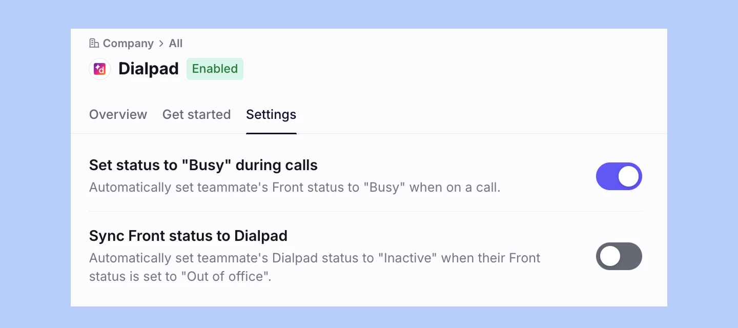 Get voice metrics in Front analytics and flexible telephony status syncing