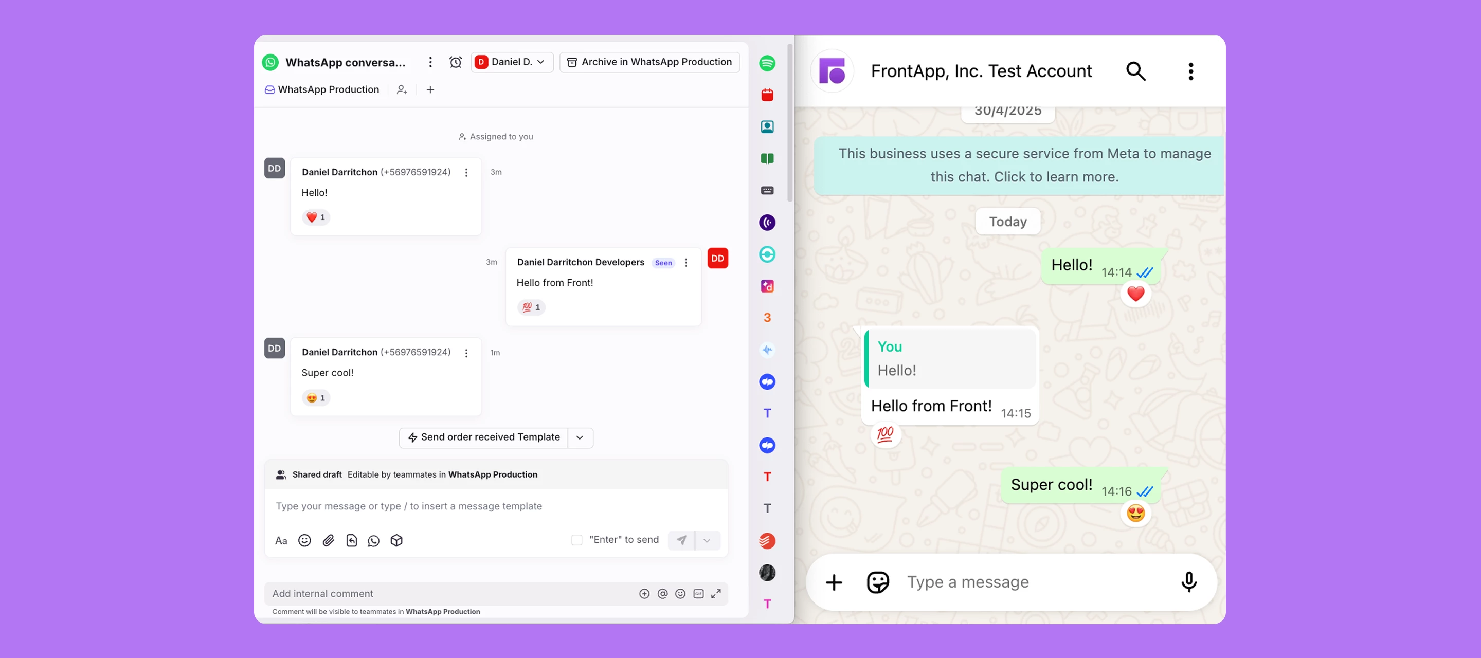 See WhatsApp and Slack reactions right in Front