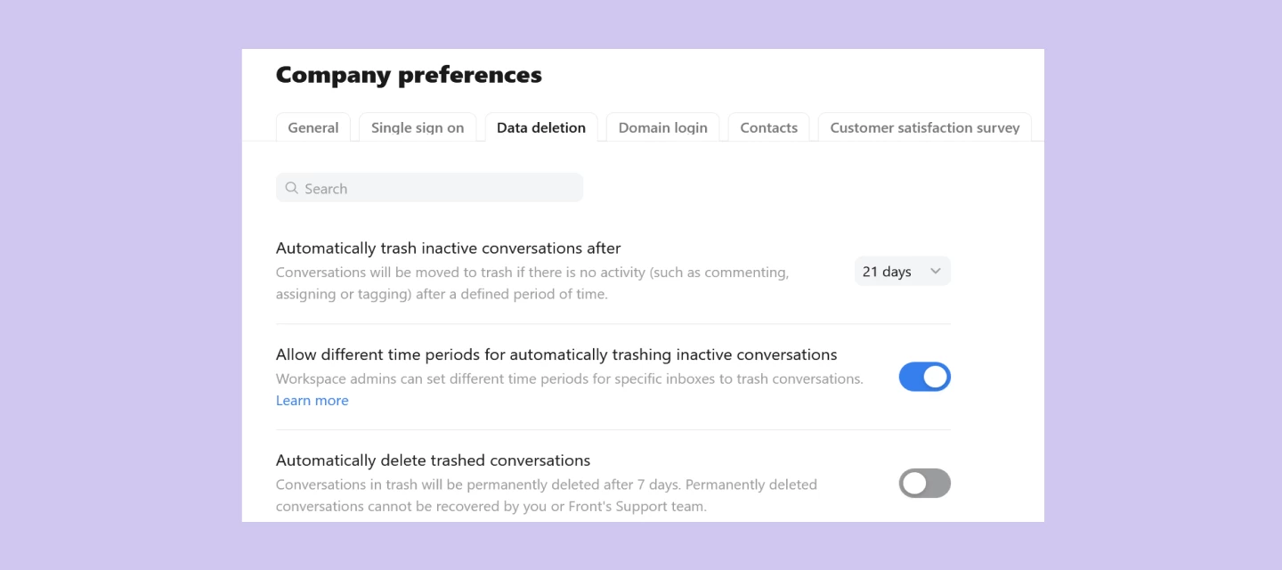 Data deletion control