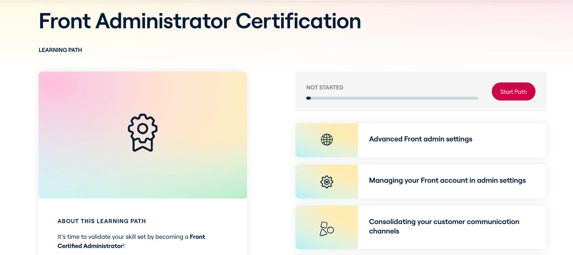 Become a Front Certified Administrator