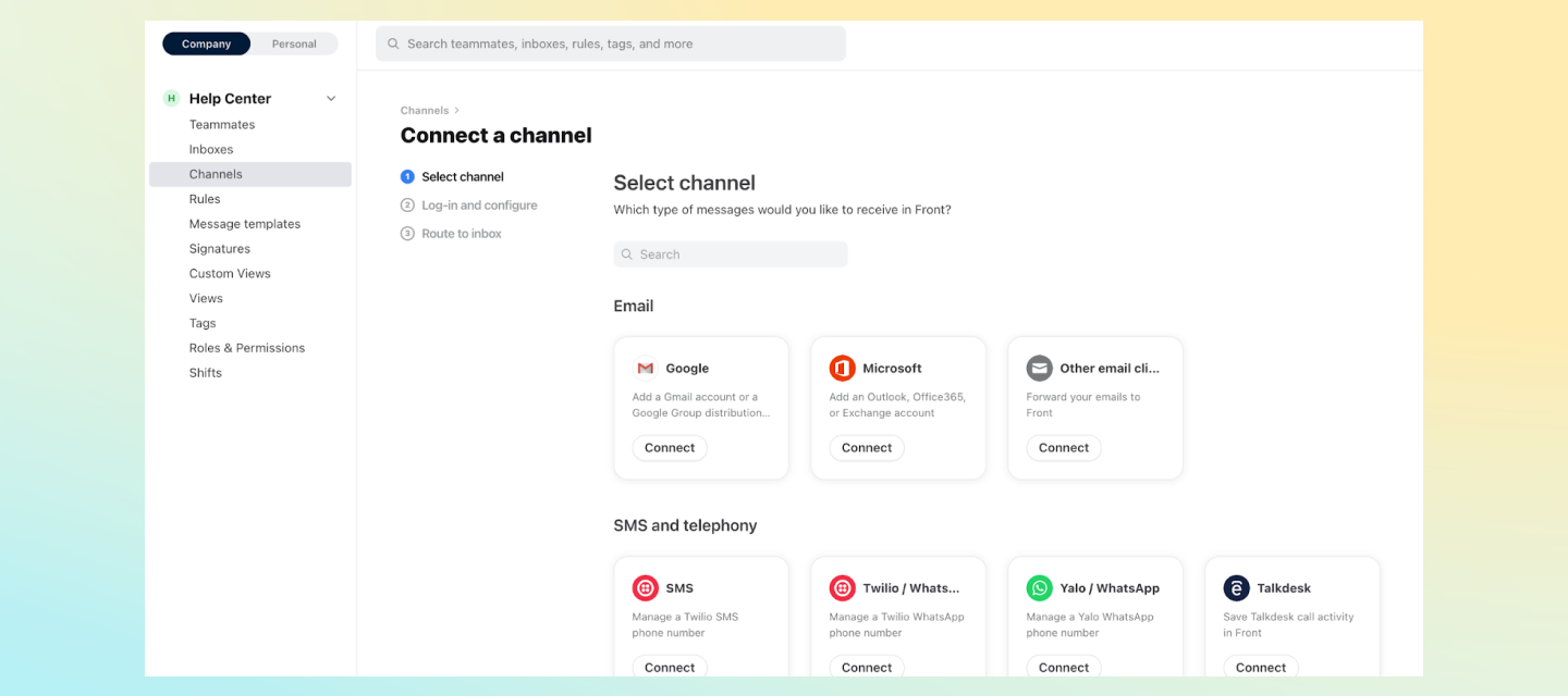 Set up channels and inboxes with ease