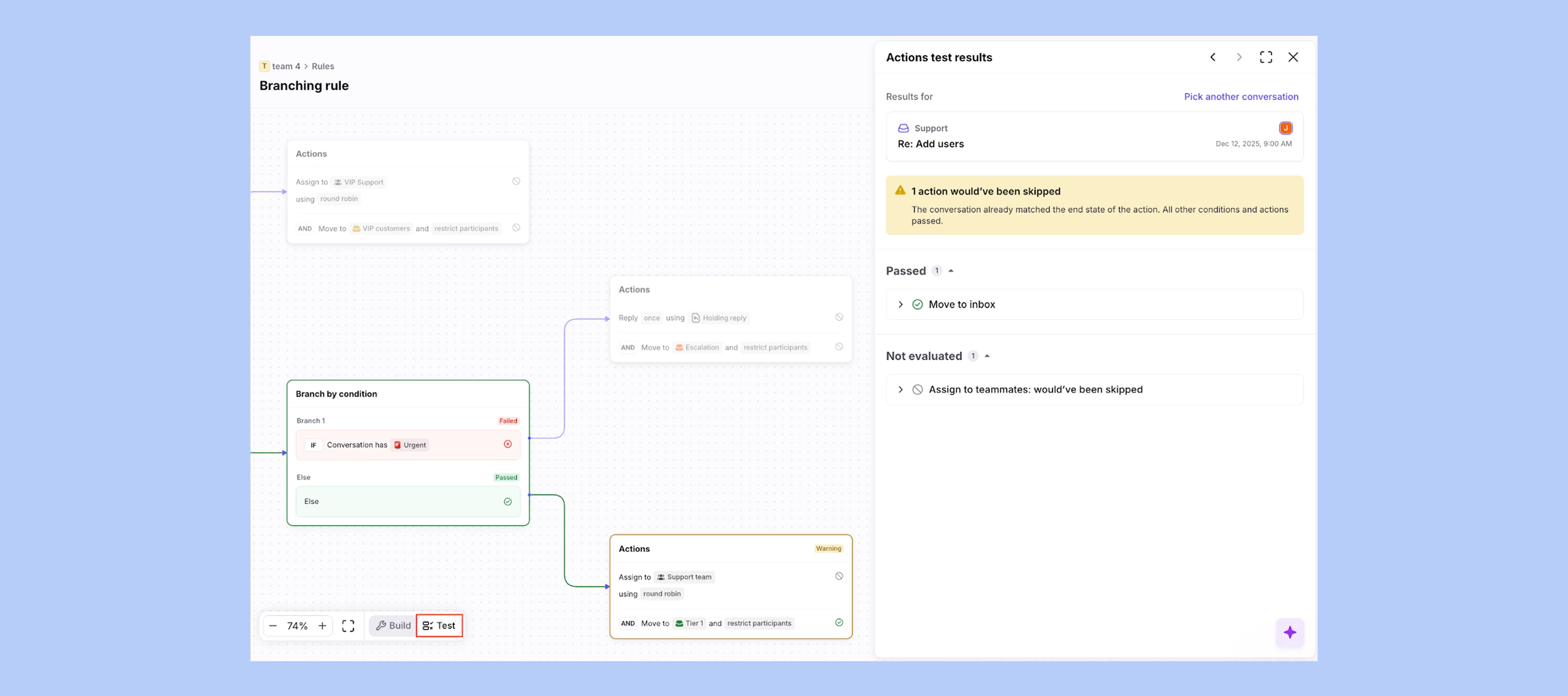 Test branching rules before they go live