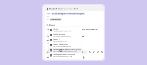 Stay connected and visible by tagging contacts with @mentions in emails