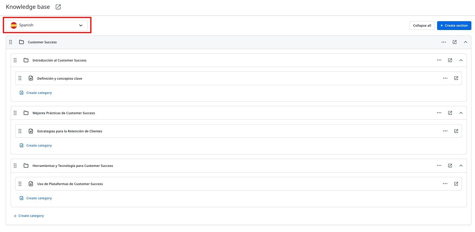 Knowledge Base structure for the Spanish language