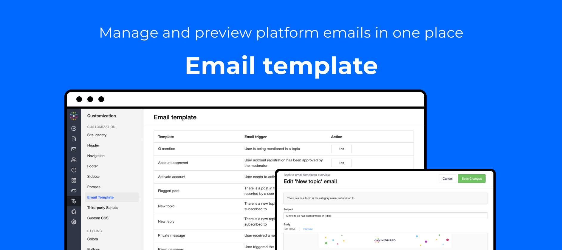 Manage and preview platform emails with our new Email Template overview