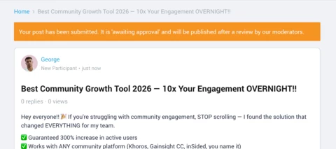 See your topic while it's under review by the Moderation AI Agent - coming soon
