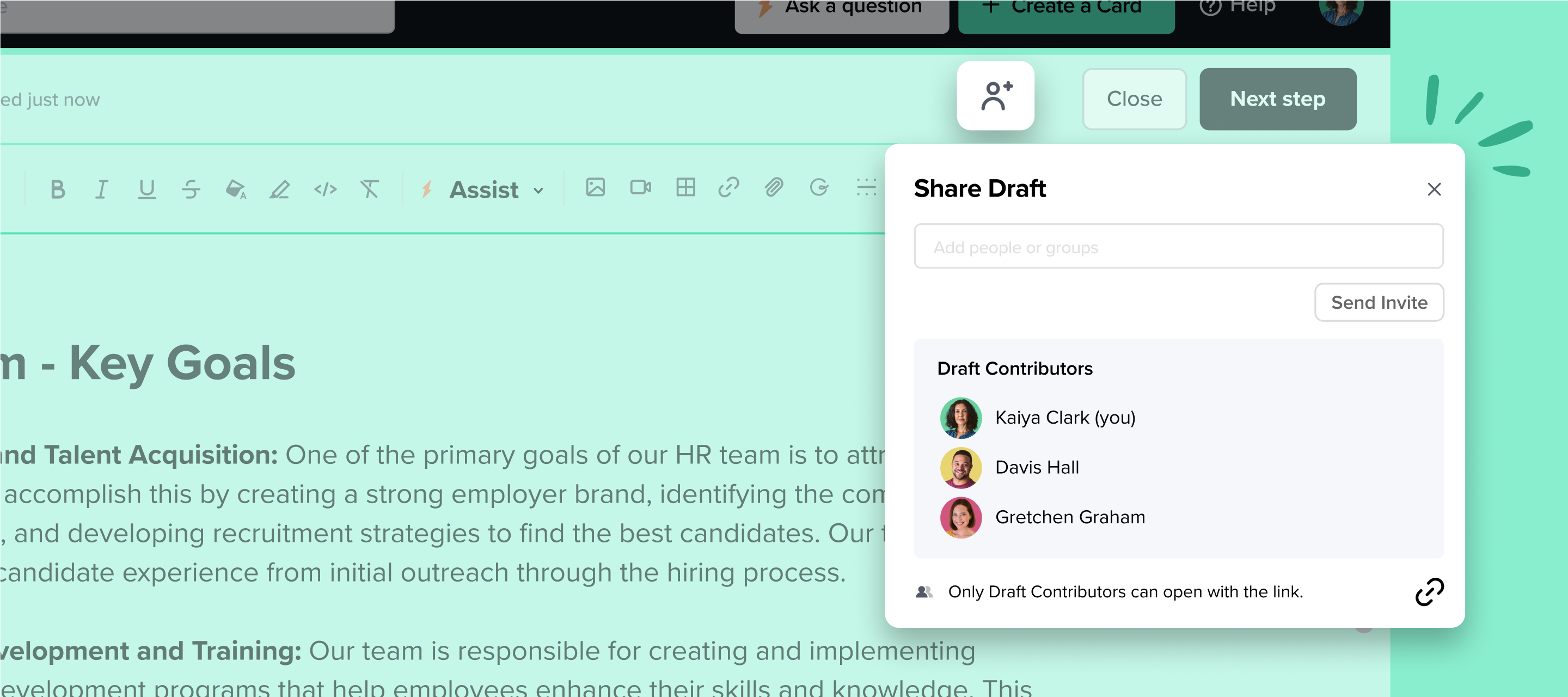 Shared drafts: a new collaborative editing experience in Guru