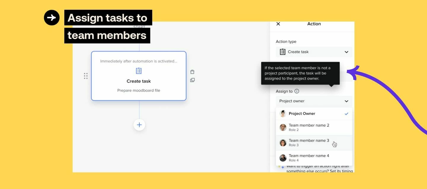 Assigning tasks to team members in Automations