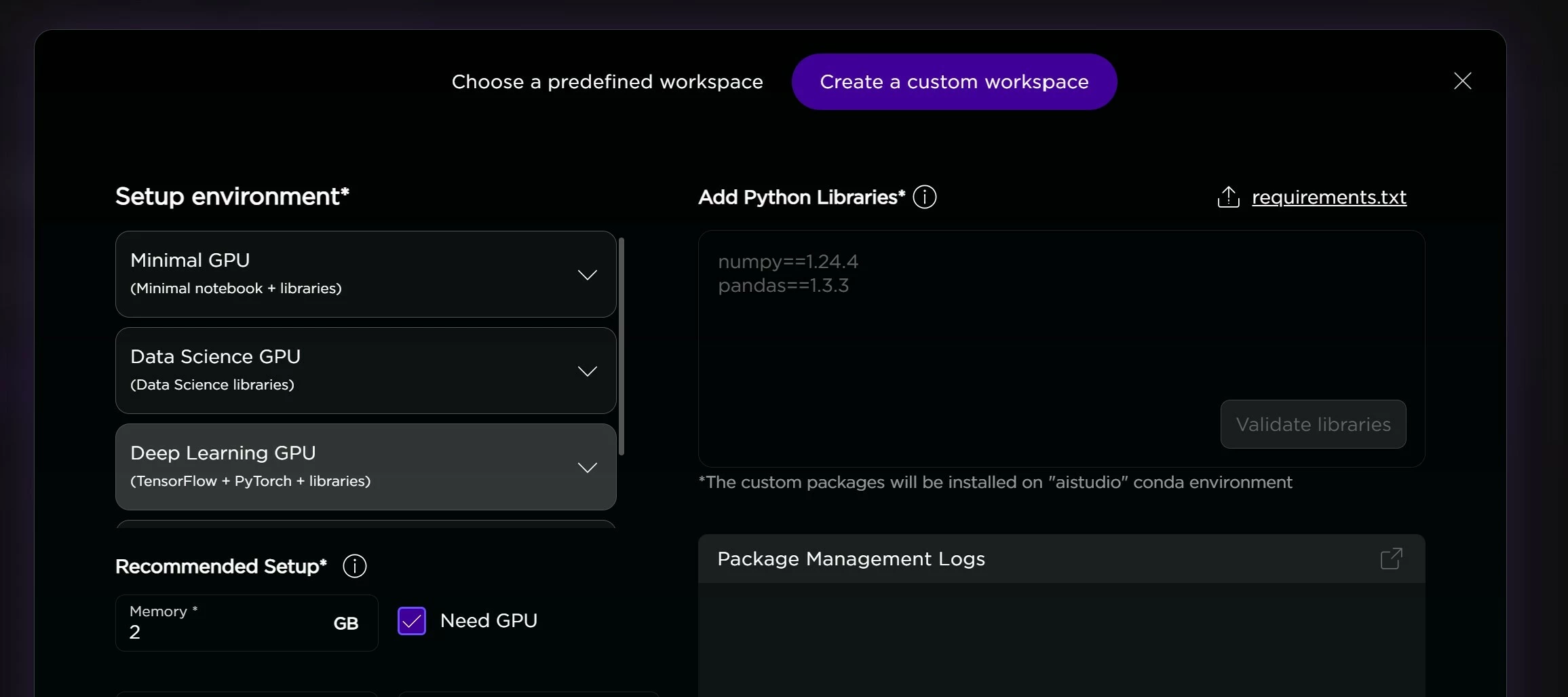 Creating and sharing custom workspaces with my team